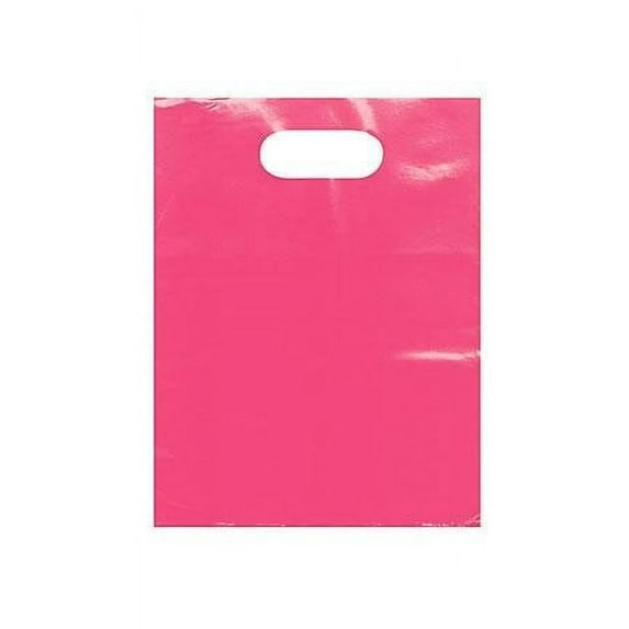 MT Products Pink Plastic Shopping Bag - 9" x 12" Merchandise Bags - Pack of 25