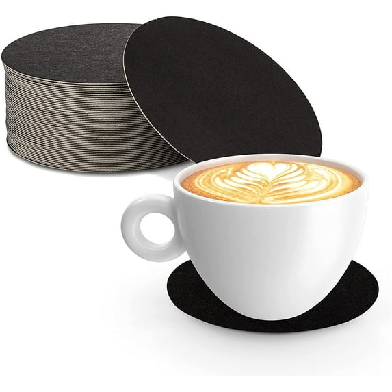 MT Products Black Drink Coasters 4" - Round Disposable Coasters Pack of 50