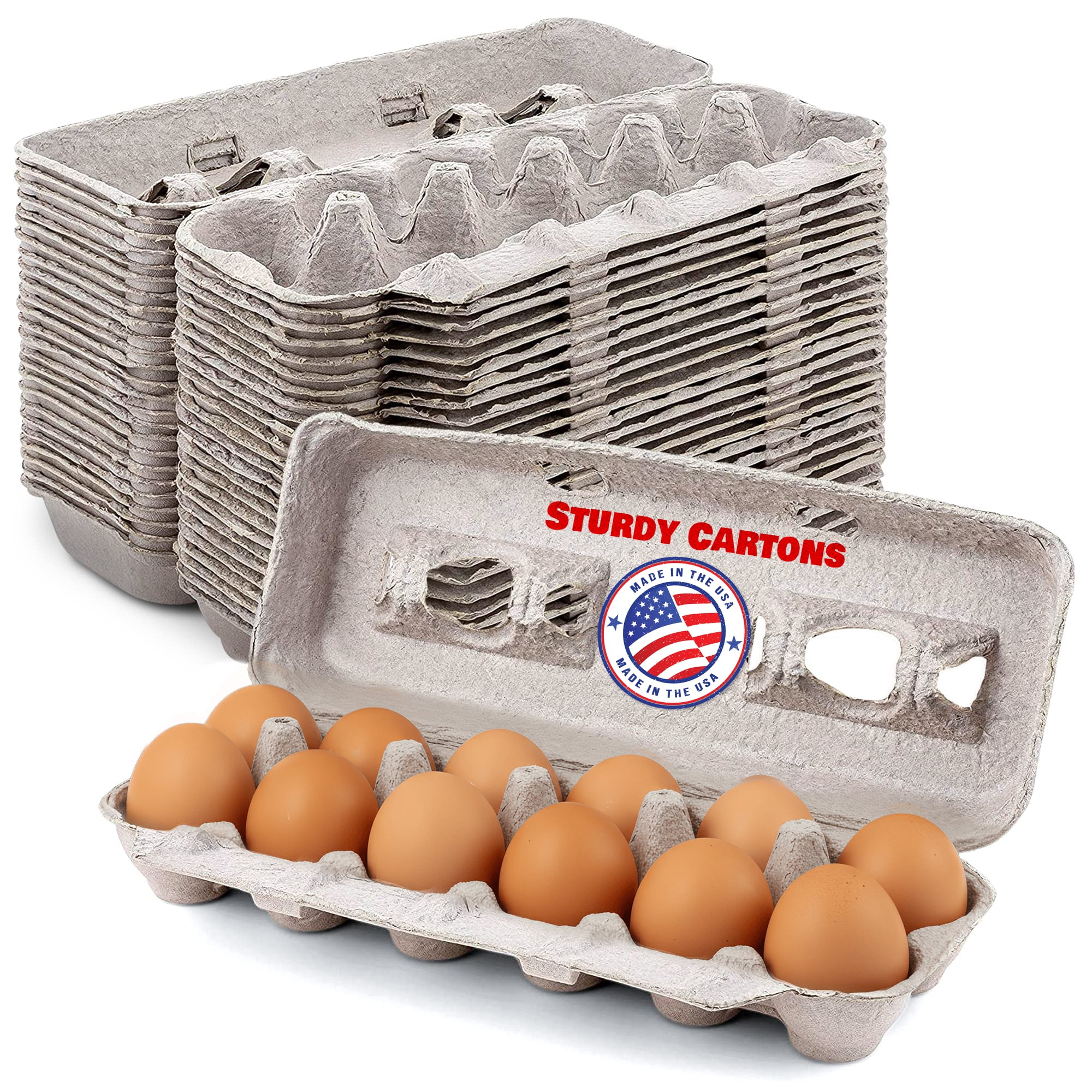 MT Products Blank Natural Pulp Egg Cartons |Hold 12 Large Eggs - Pack of 25