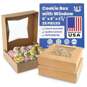MT Products Brown Cookie Box - 8" x 8" x 2.5" Bakery Boxes - Pack of 25