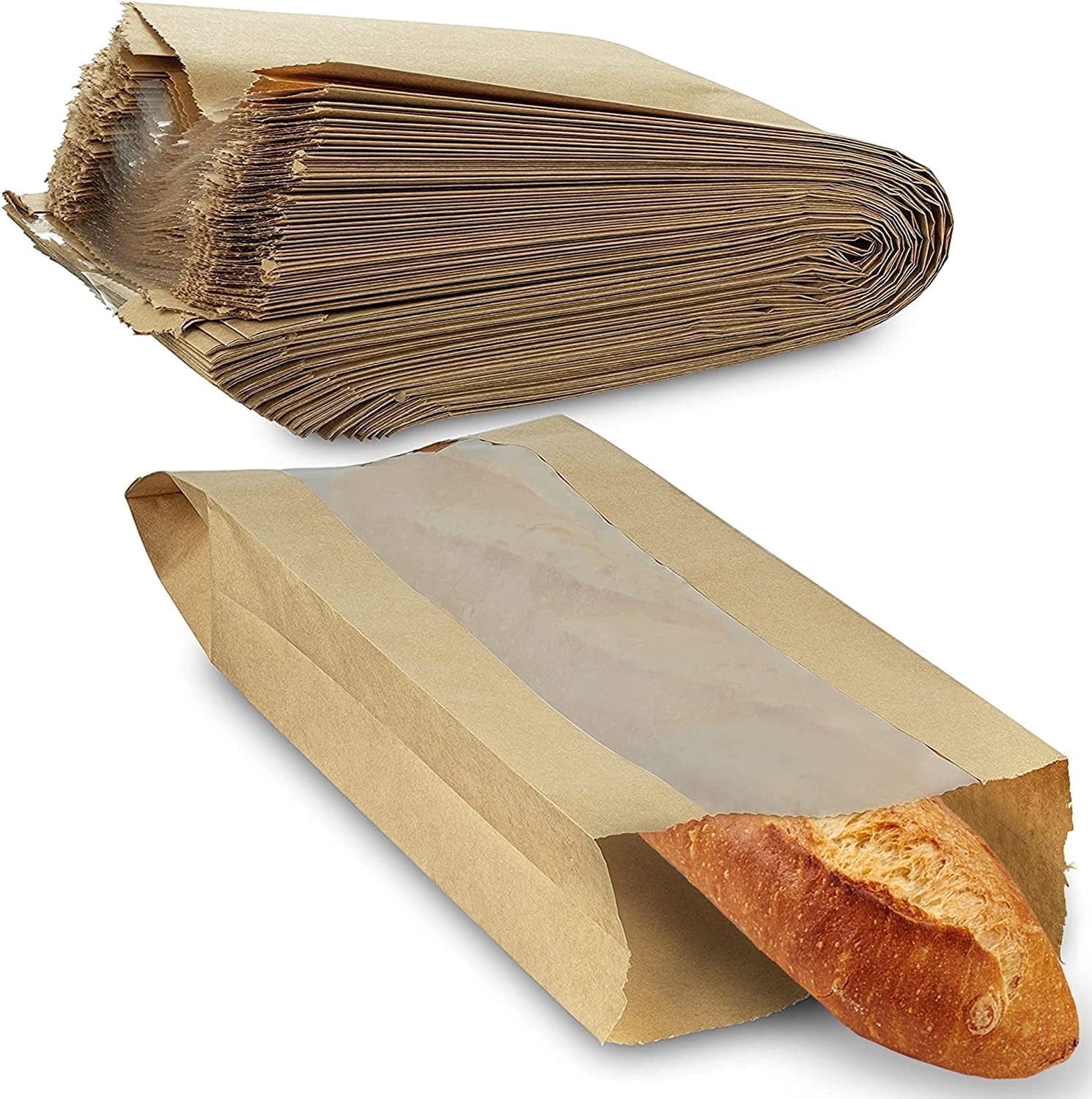 MT Products Brown Paper Bread Bags 6.5