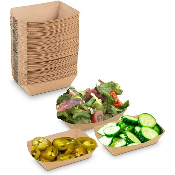MT Products Brown Paper Food Trays - 6 oz Disposable Nacho Trays - Pack of 1000