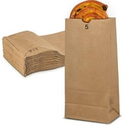 MT Products Brown Paper Lunch Bags - 5 lb Disposable Fold Top - Pack of 100