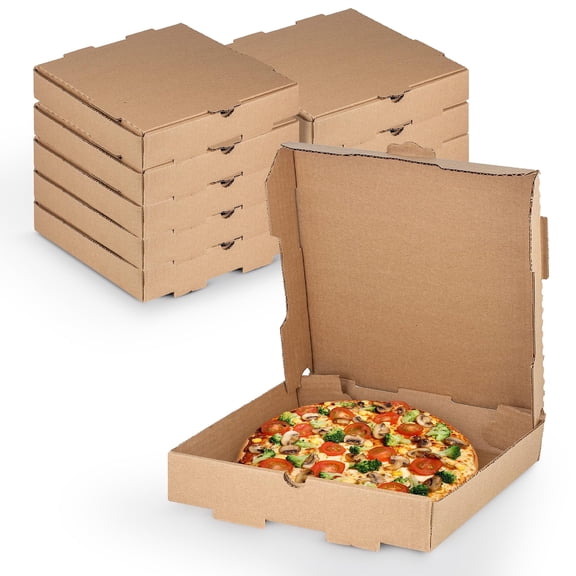 MT Products Brown Pizza Boxes B-Flute Corrugated 12" x 12" x 2 - Pack of 50