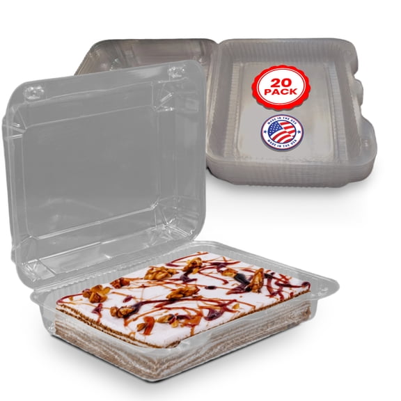 MT Products Clear Deep OPS Clamshell Take Out Containers 10.5" x 8.37" x 2.87" - Plastic Dessert Containers with Lids - Pack of 20