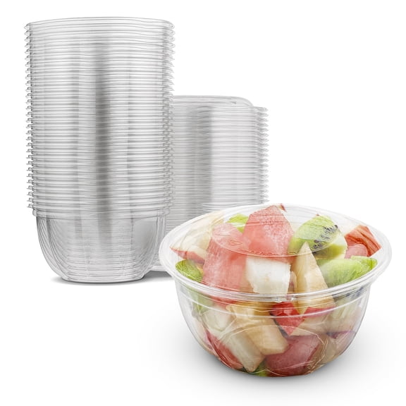MT Products Clear PET Plastic Salad Container with Lid 32 oz - Pack of 15