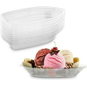 MT Products Clear Plastic Banana Split Boats 12 oz, Disposable Bowls, Pack of 30