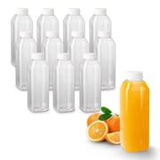 MT Products 16 oz Clear Plastic Juice Bottles with Caps, Pack of 12