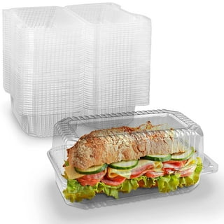Clear Plastic Hinged Food containers - Sturdy Disposable Bakery Lid Cookie  Container Boxes - 7”x 6”x2” (40)
