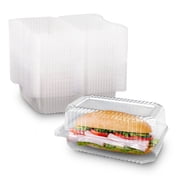 MT Products Disposable Clear Plastic Container with Hinged Lid - Pack of 40