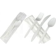 MT Products Disposable Plastic Silverware Individually Wrapped Utensil Sets, Pack of 50