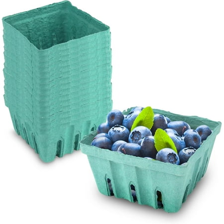 MT Products Green Vented Produce Berry Basket 1 Pint Pulp Fiber - Pack of 15