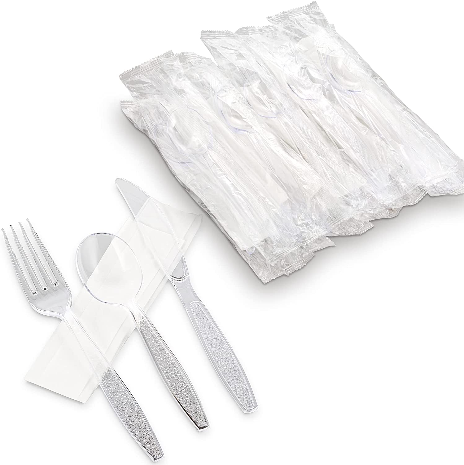 Efavormart 24 Pack | Gold / Clear Glittered European Plastic Utensil ...