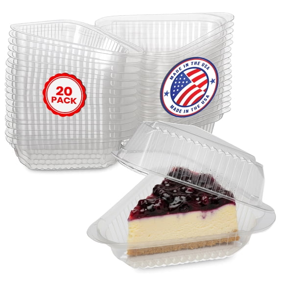 MT Products Medium Deep Clear Plastic Cake Slice Container - Pack of 20