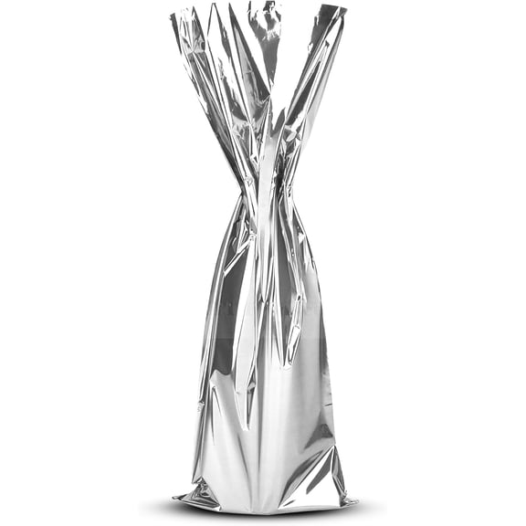 MT Products Metallic Silver Mylar Wine Gift Bags for Bottles - Pack of 200
