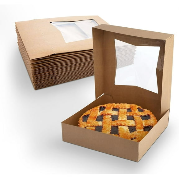 MT Products Pie Boxes - 9" x 9" x 2.5" Brown Bakery Boxes - Pack of 200