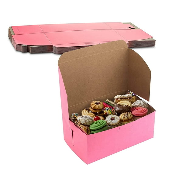 MT Products Pink Cookie Boxes - 8" x 5" x 3.5" Bakery Boxes - Pack 25