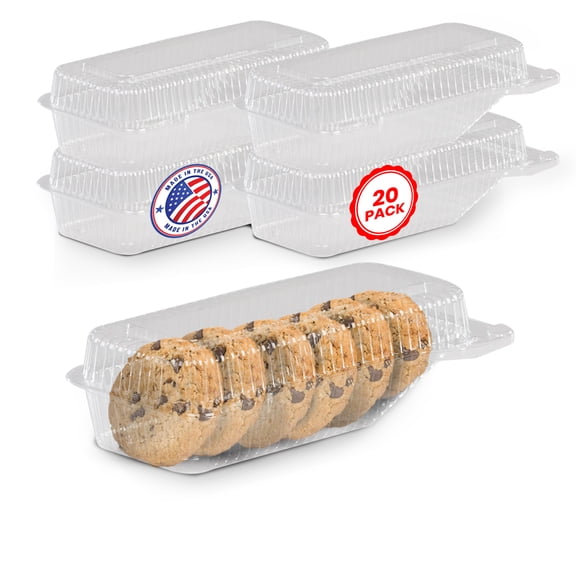 MT Products Plastic Cookie Container - Wrap, Macaroon Disposable Food Containers with Lids and Inside Slant (Pack of 20) - Made in USA