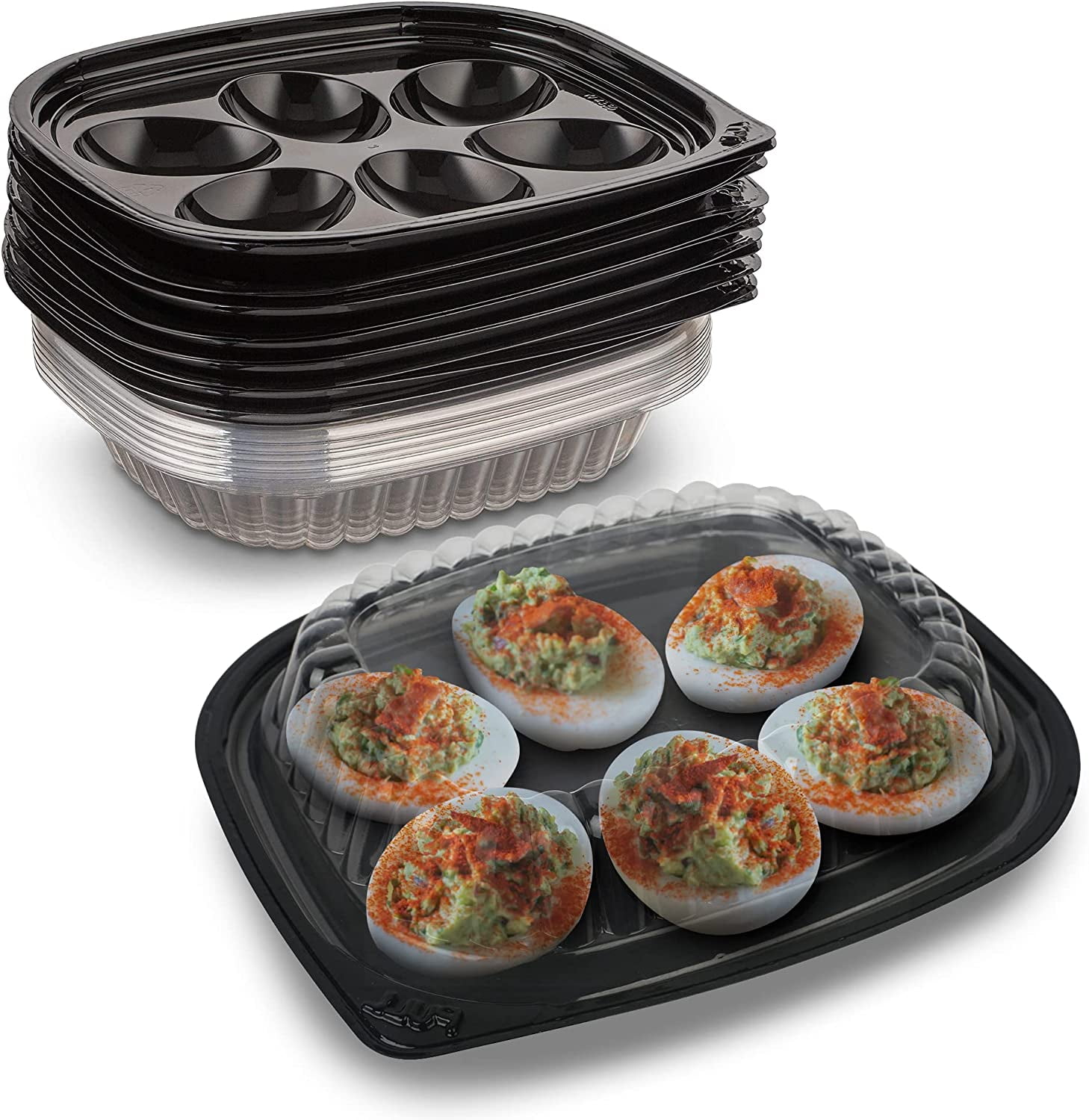 MT Products Plastic Deviled Egg Carrier/Deviled Egg Tray with Lid Set