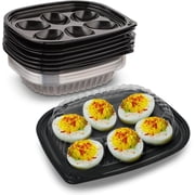 MT Products Plastic Deviled Egg Tray with Lid for 6 Eggs - Pack of 12