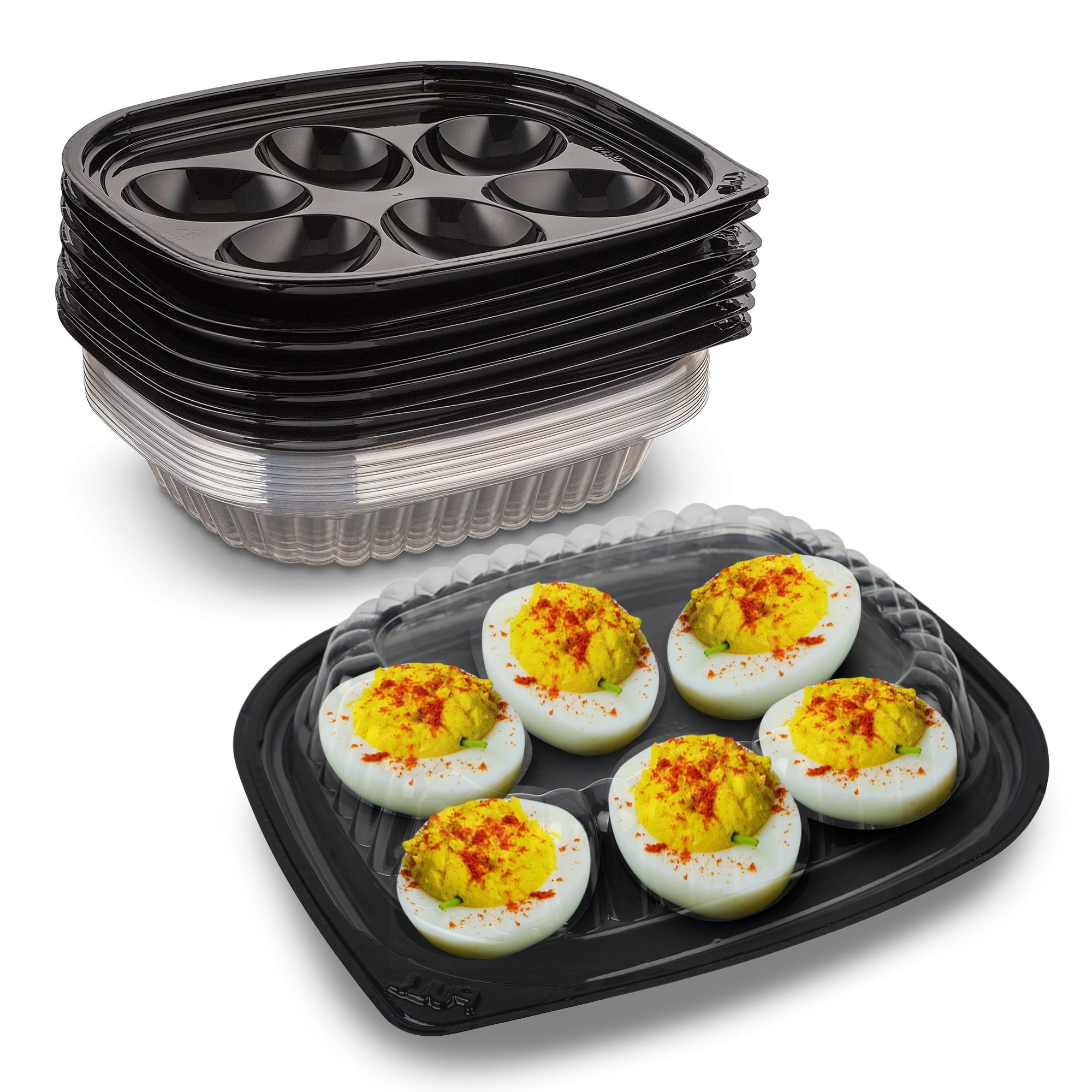 MT Products Plastic Deviled Egg Tray with Lid for 6 Eggs - Pack of 408