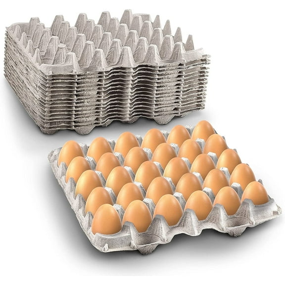 MT Products Pulp Beige Paper Egg Cartons Flats | Holds 30 Eggs - Pack of 15
