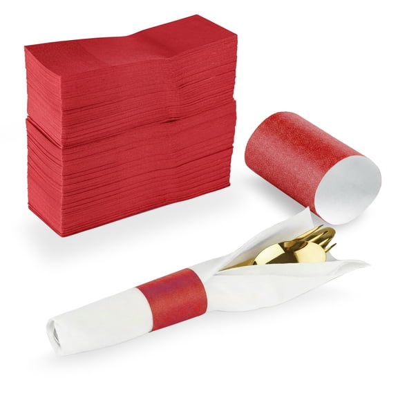 MT Products Red Paper Napkin Bands Self Adhesive - Pack of 7500