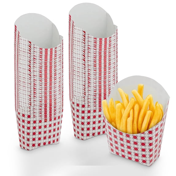 MT Products Red & White French Fry Holders - 5 oz Scoop Containers - Pack of 50