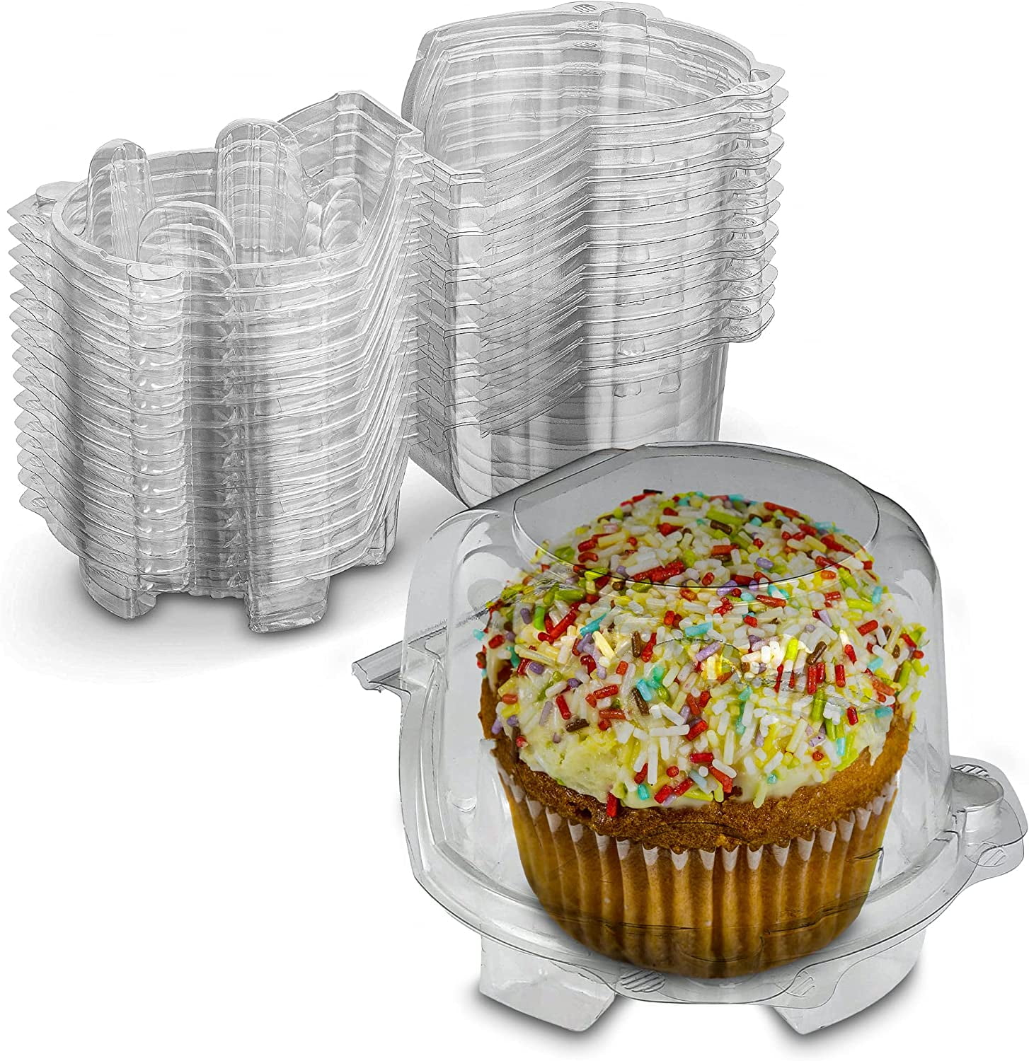 MT Products Single Plastic Cupcake Containers/Cupcake Holder - Pack of 15