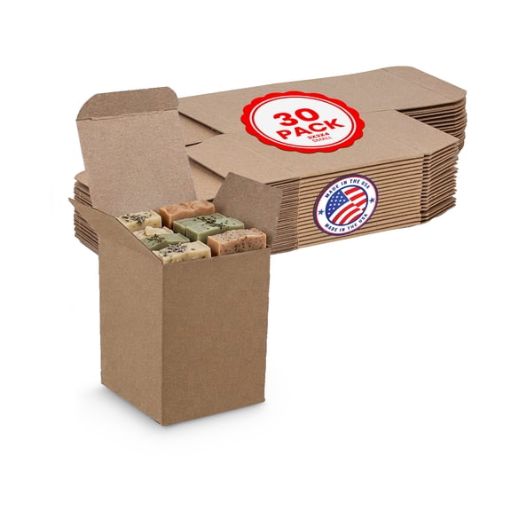 MT Products Tuck Top Kraft Paperboard Gift Boxes 3" x 3" x 4" - Pack of 30