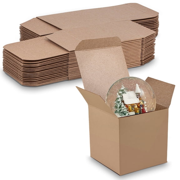 MT Products Tuck Top Kraft Paperboard Gift Boxes 4" x 4" x 4" - Pack of 40