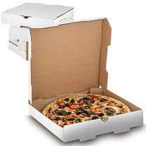 MT Products White B-Flute Cardboard Pizza Box 10" x 10" x 1.75" - Pack of 10