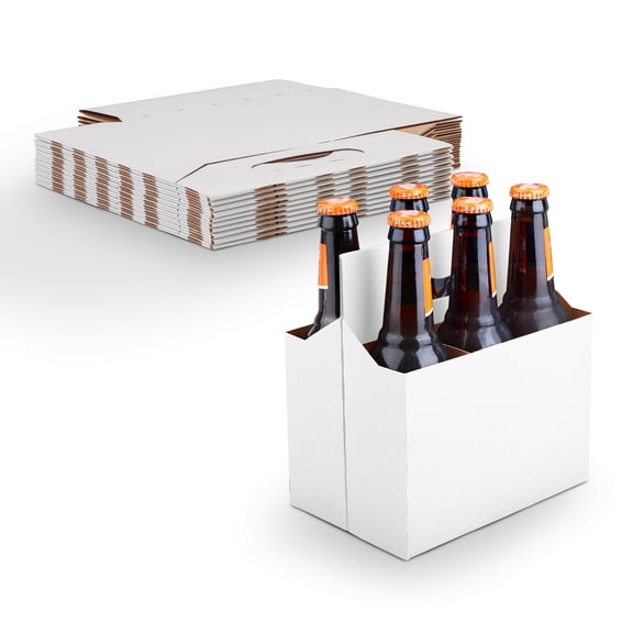 MT Products White Cardboard 6 Pack Bottle Carrier 12 oz. - Beer Bottle Holder (Pack of 160) - Made in USA