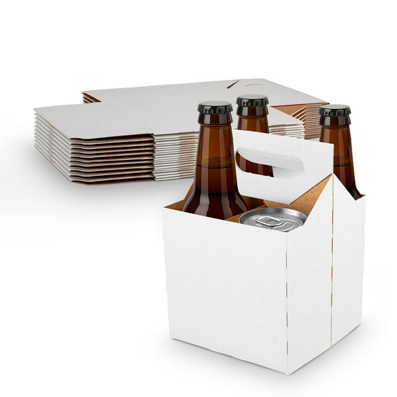 MT Products White Cardboard Bottle Holder, 4 Pack Drink Carrier - Pack of 200