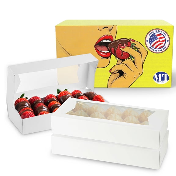 MT Products White Cookie Boxes - 12.5" x 5.5" x 2.25" Bakery Boxes - Pack of 15