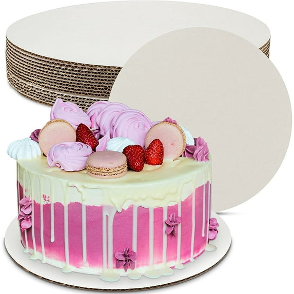 MT Products White Corrugated Cardboard Cake Boards 14" Round - Pack of 15
