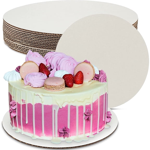 MT Products 14" Round White Corrugated Cardboard Cake Boards, Pack of 15
