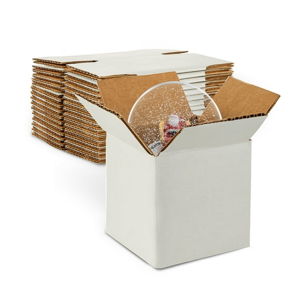 MT Products White Corrugated Cardboard Shipping Boxes 7" x 7" x 7" - Pack of 10