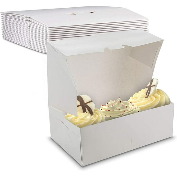 MT Products White Cupcake Box - 10" x 6.5" x 3.5" Bakery Boxes - Pack of 15