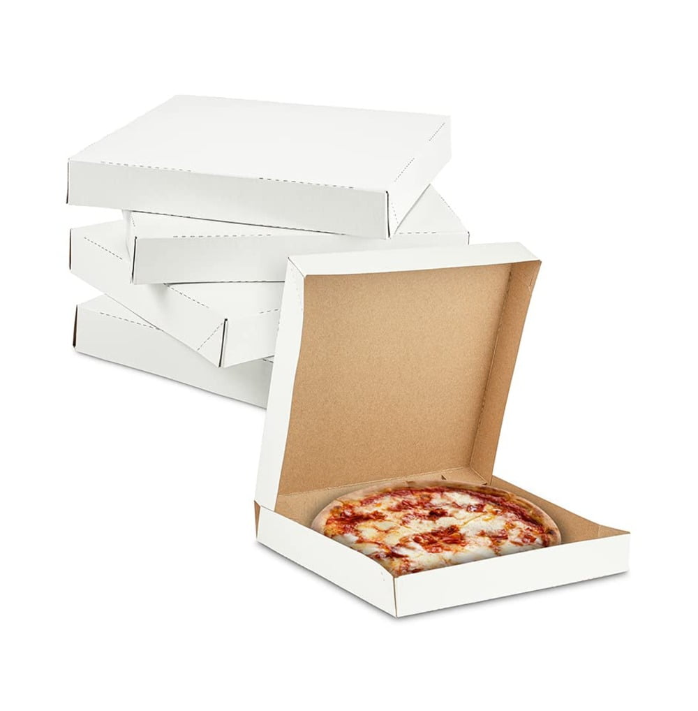 MT Products White Extra Thin Paperboard Pizza Box 8" x 1.5" - Pack of