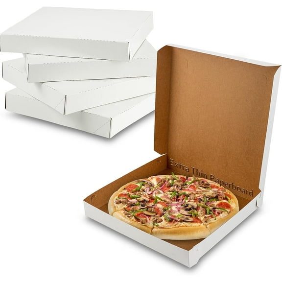 MT Products White Extra Thin Pizza Box 10" x 10" x 1.5" - Pack of 20