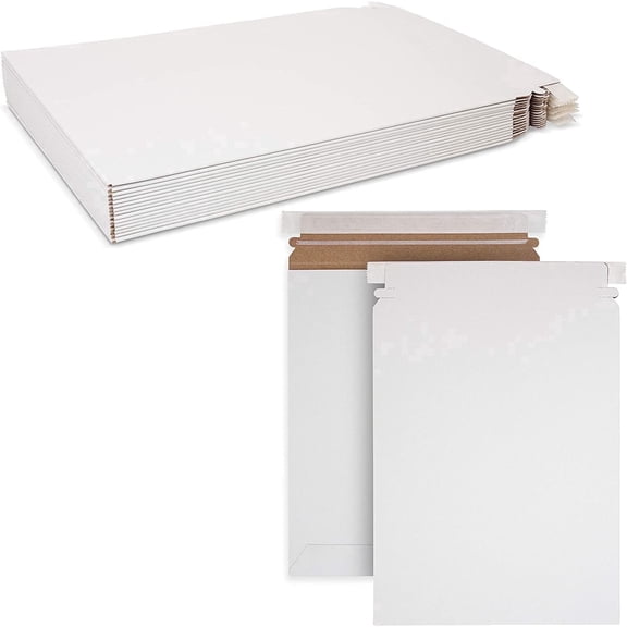 MT Products White Mailer Flat Shipping Envelopes 9.75" x 12.25" - Pack of 15