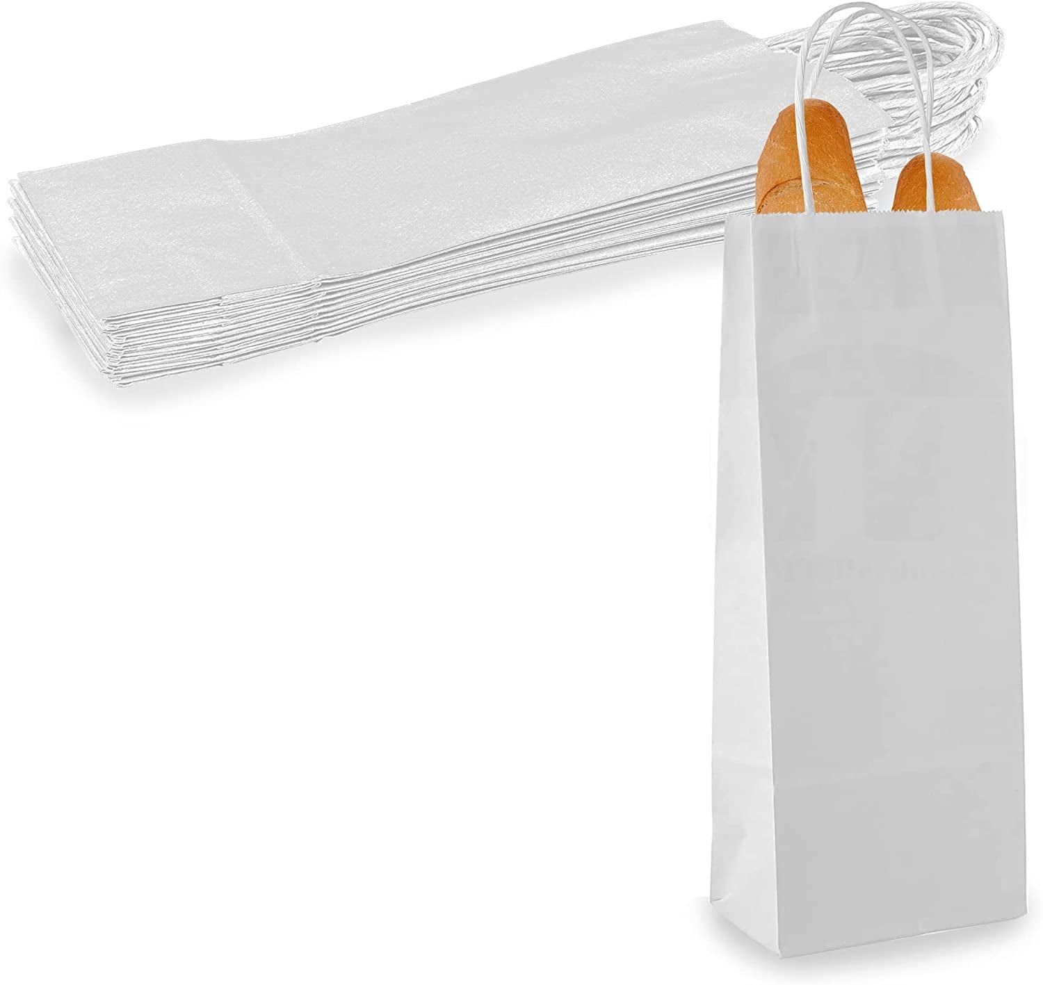 White Paper Wine Gift Bags with Handles - Pack of 24