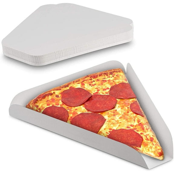 MT Products White Single Pizza Wedge Plate Paperboard Pizza Slice Tray - Pack of 500