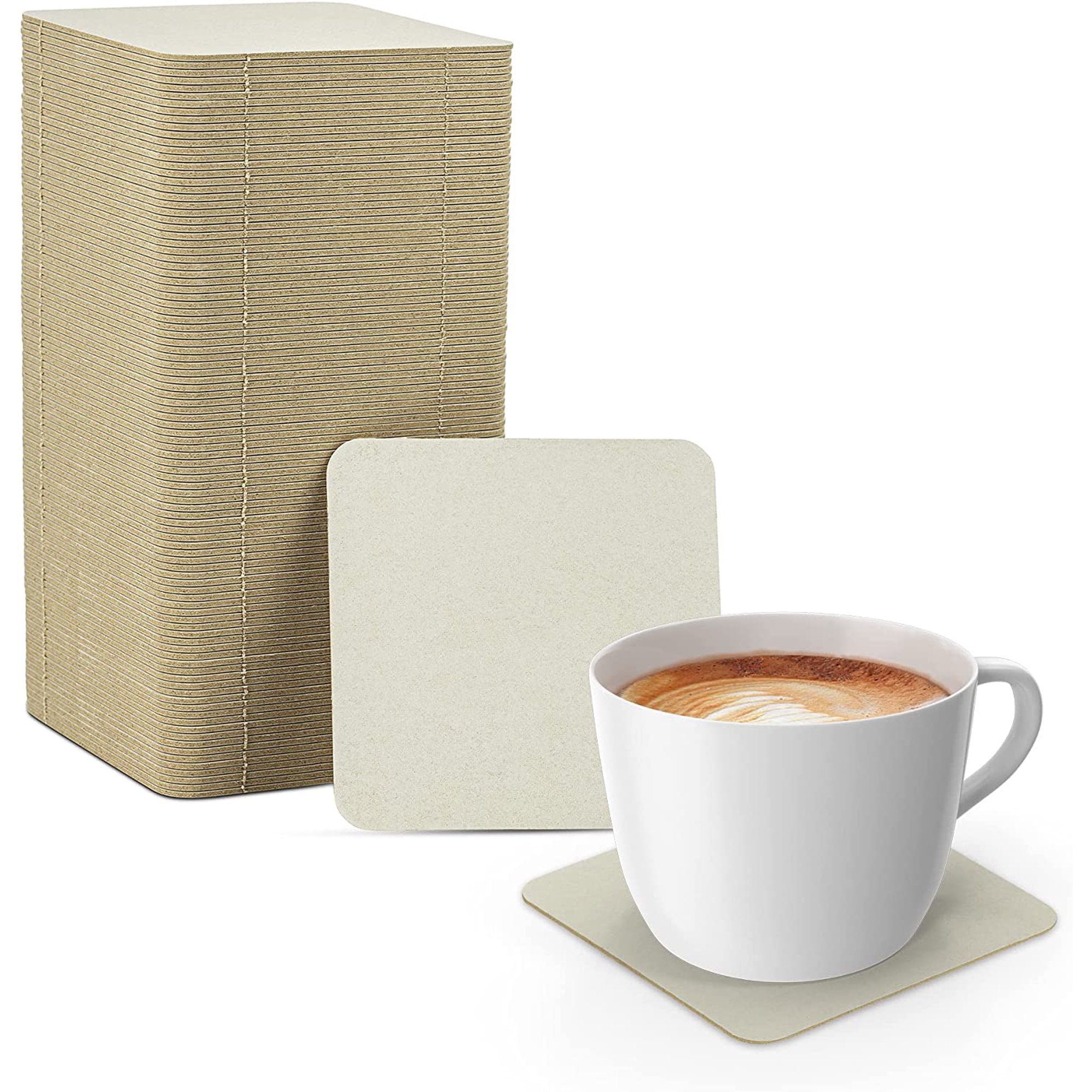 Off-White Square Paper Drink Coasters - Pack of 125