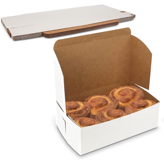 MT Products White Treat Boxes - 8" x 5.5" x 4" Bakery Boxes - Pack of 250
