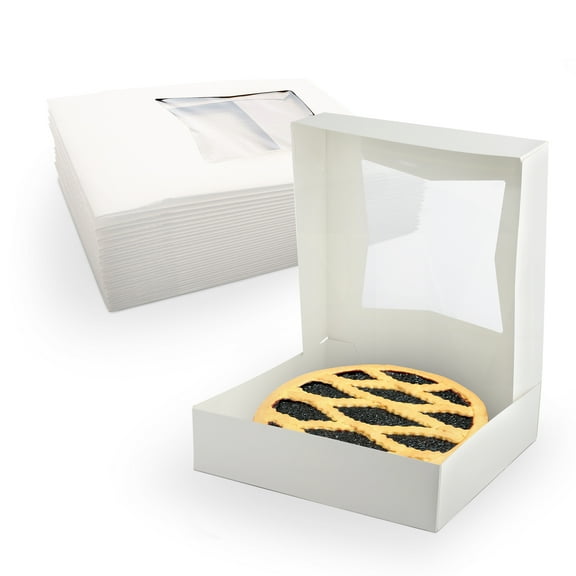 MT Products White Treat Boxes - 9" x 9" x 2.5" Bakery Boxes - Pack of 15