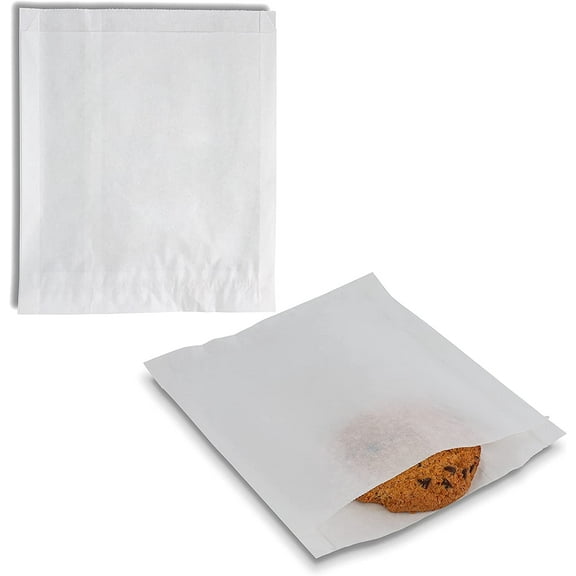 MT Products White Wax Cookie Bags 6" x 6.5" - Grease Resistant Paper Bakery Bags - Pack of 450
