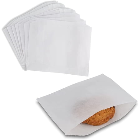 MT Products White Wax Paper Sandwich Bags 6" x 4.5" Fold Top - Pack of 150