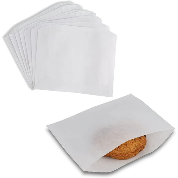 MT Products White Wax Paper Sandwich Bags 6" x 4.5"  Fold Top - Pack of 150